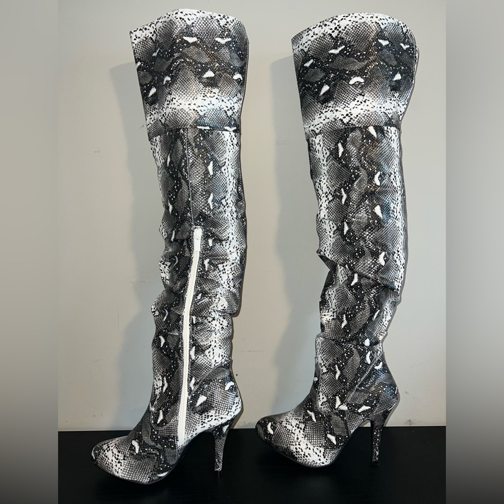 Forever Snakeskin Over-the-Knee Boots